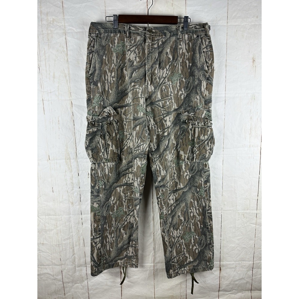 🔥 MOSSY OAK® Rare 90s 100% Cotton Treestand Cargo Pants - MADE IN USA - LARGE